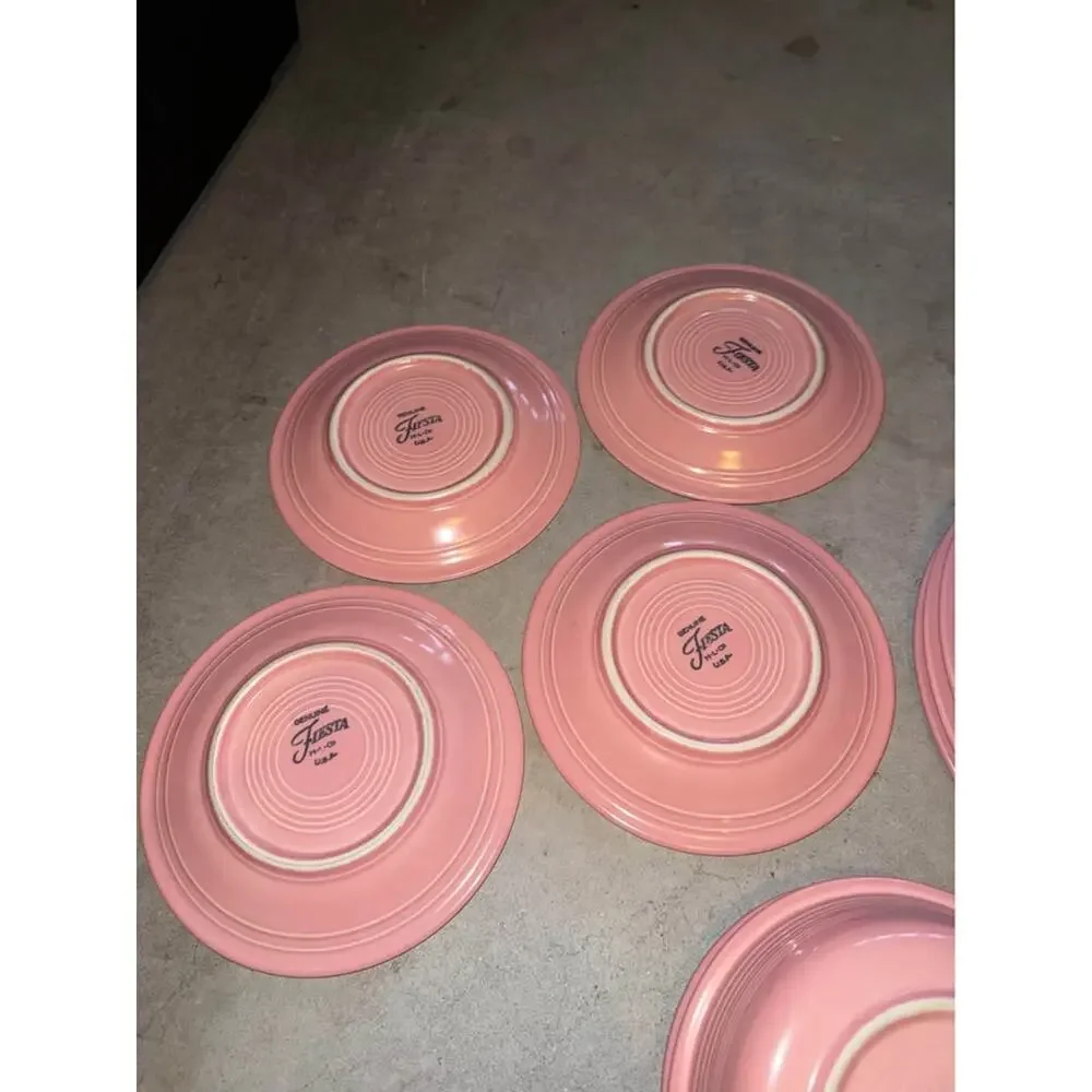 12 vintage fiestaware pink plate & bowl set